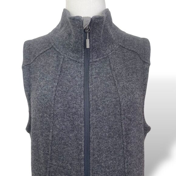 TOAD & Co Women's Gray Vest Size M Sleeveless Wool Blend 2 Way Full Zip Pockets - Picture 2 of 9